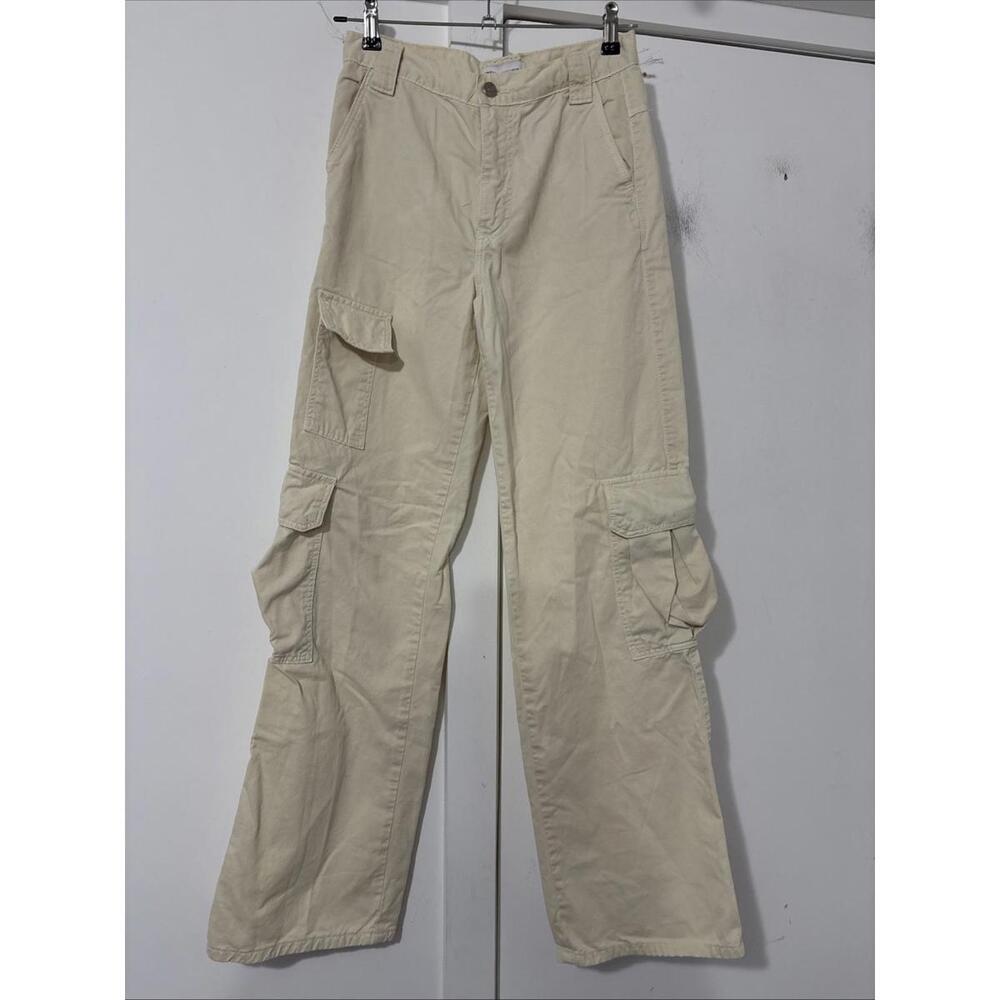 Zara Womens Cargo Pants trousers Straight Leg‎ US 2 Off white NWOT